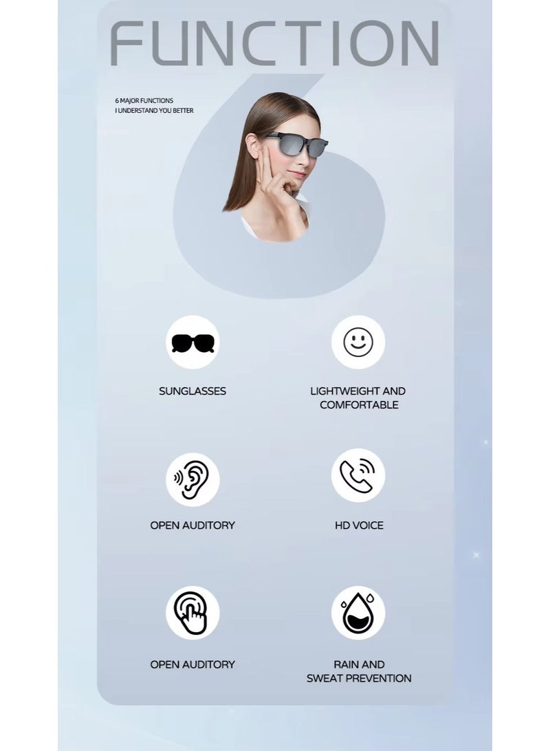 2-in-1 Smart Round Sunglasses & Wireless Stereo Sports Earphones, Waterproof Design for Sweat & Rain, Touch Control Operation, Built-in HD Microphone for Clear Calls, Unisex Fashion Style, Comfortable & Stable Wearing, Suitable for Sports, Commute & Outdoor Activities, Combined Sun Protection & Music Entertainment, Perfect Blend of Smart Wearable & Fashion Accessory - Image 4